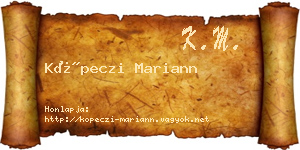 Köpeczi Mariann névjegykártya